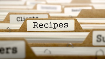 Recipes concept. word on folder register of card index. selective focus.