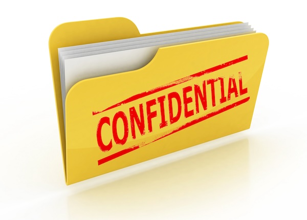 3d isolated illustration of confidential folder icon over the white