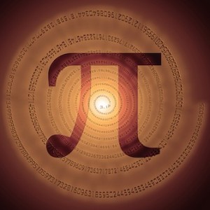 greek letter pi over spiral made of pi figures
