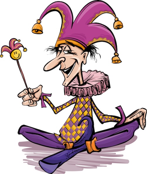 Cartoon Illustration of Funny Court Jester or Joker