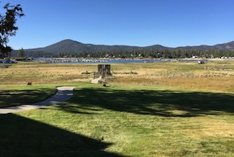 Big Bear Lake, CA. July 2015. To give a sense of the magnitude of the drought, this grass field used to be under water, with boat docks visible.