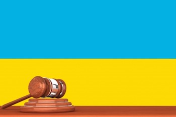 Ukraine flag with gavel