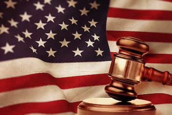 American flag with gavel