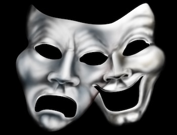 Laughing, crying theater masks
