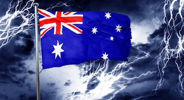 Australian flag. Crisis. Lightening.