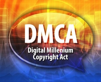 Speech bubble illustration of information technology acronym abbreviation term definition dmca digital millennium copyright act