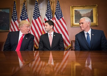 President Elect Donald Trump with Speaker Paul Ryan and Vice President Elect Mike Pence. 