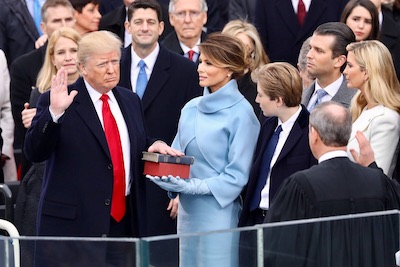 President Donald J. Trump sworn in by Chief Justice John Roberts. 