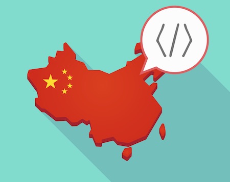 China map with code symbol