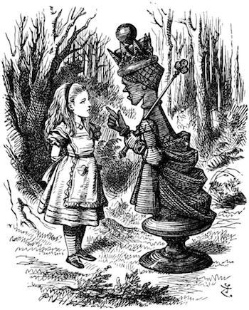 The Red Queen lectures Alice. 