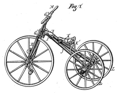 Fig. 1 from U.S. Patent No. 171,623, titled Improvement in Velocipedes.