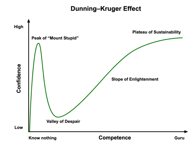Dunning-Kruger - https://upload.wikimedia.org/wikipedia/commons/4/46/Dunning%E2%80%93Kruger_Effect_01.svg